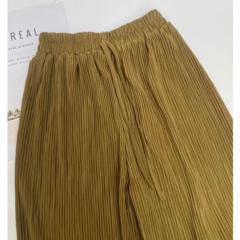 Celana Kulot Rayon Crincle Crinkle Airflow Panjang Wanita Premium Highwaist Loose Cullote Pants Homewear Jumbo Terbaru Kekinian-LIDI KULOT MUSTRAD