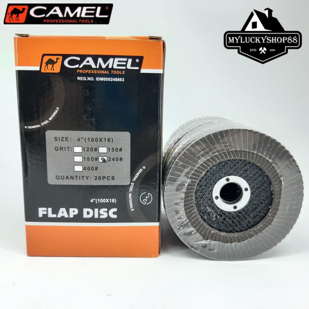 Flap Disc Sand Grit 4&quot; Inch 100 mm A240 Amplas Gerinda Susun Camel 240