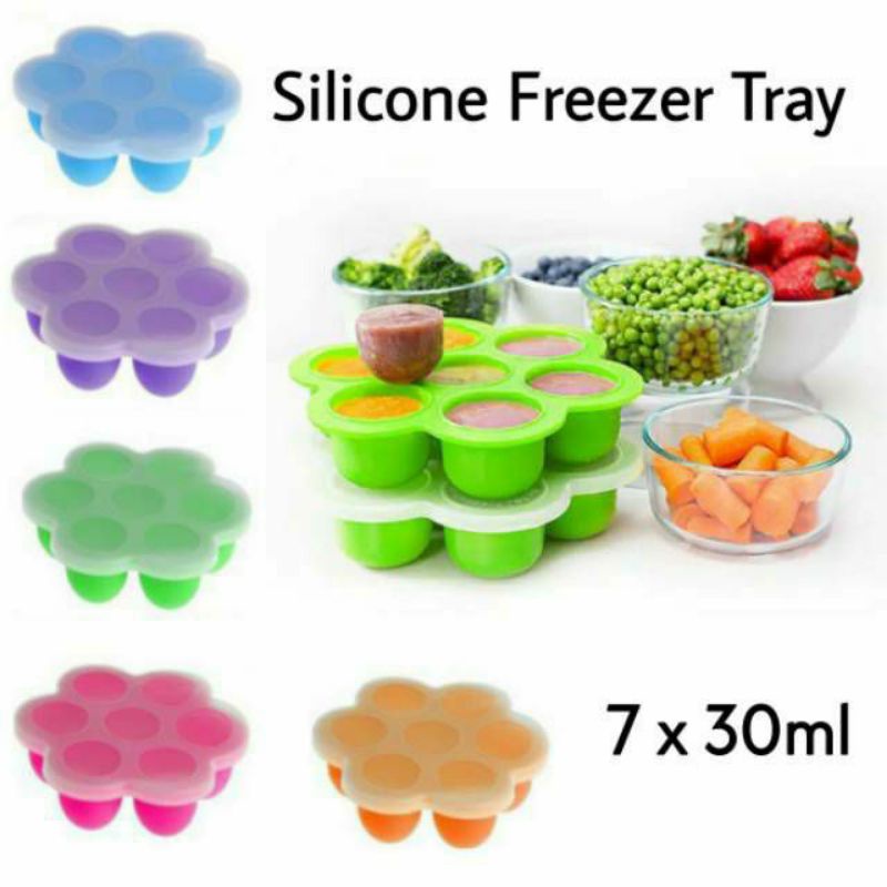 silicone Freezer Tray 7x30ml BPA Free, Wadah Penyimpan makanan bayi, cetakan MPASI bayi