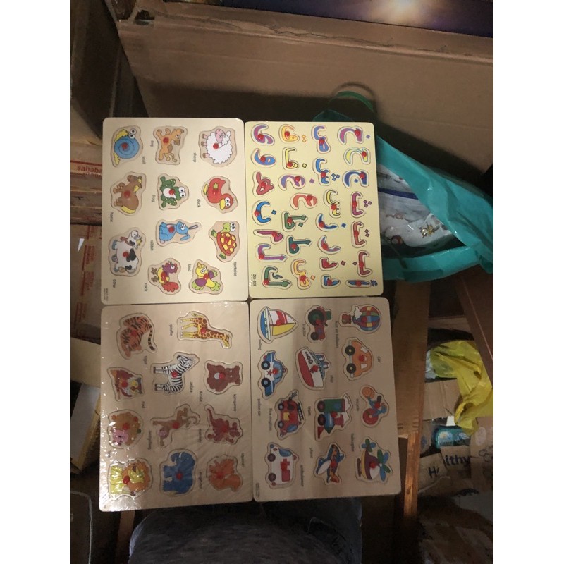 

puzzle kayu ukuran a4 farm animal ,exotic animal, hijaiyah, atau kendaraan