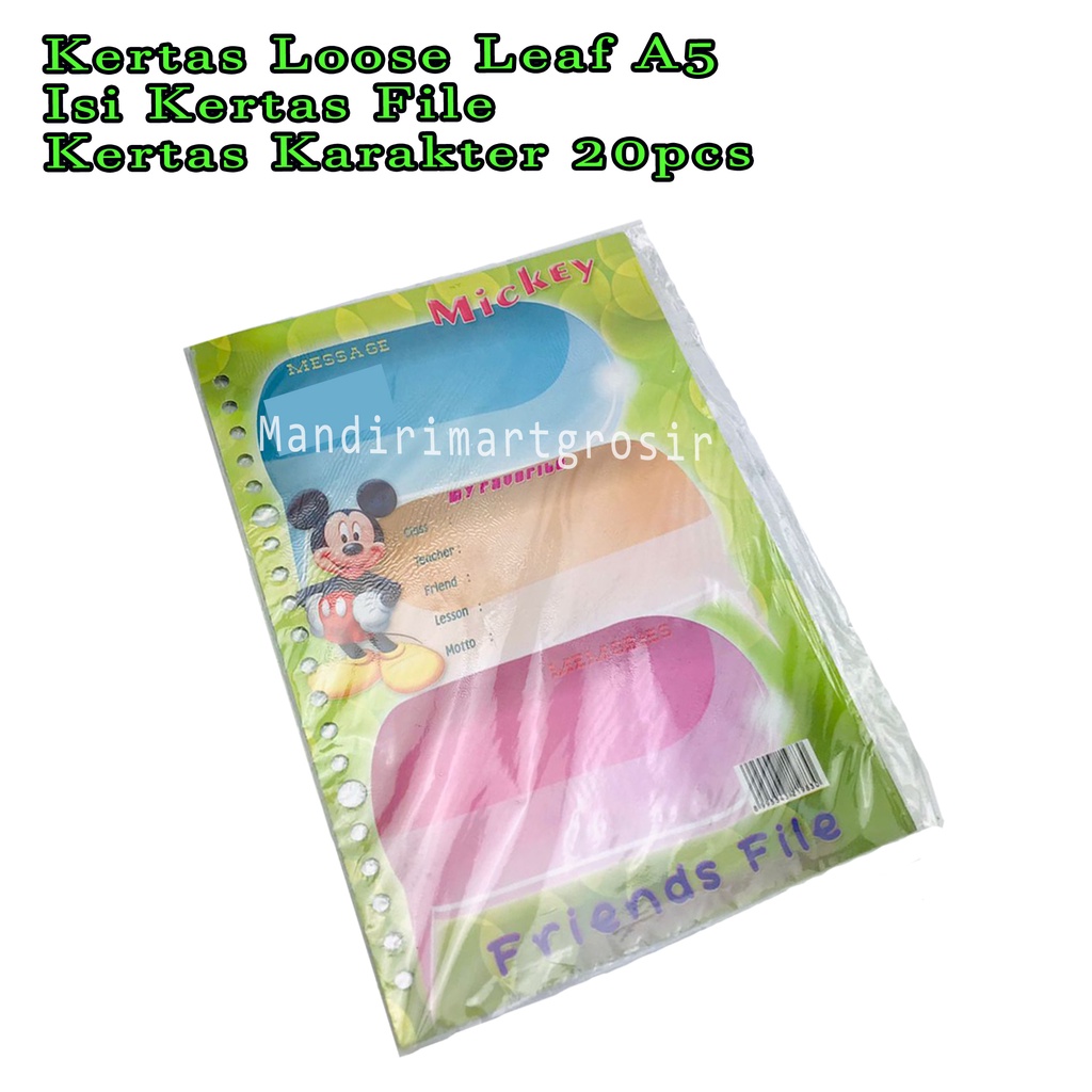 Isi Kertas File *Kertas Loose Leaf A5 * Kertas Karakter * 20pcs