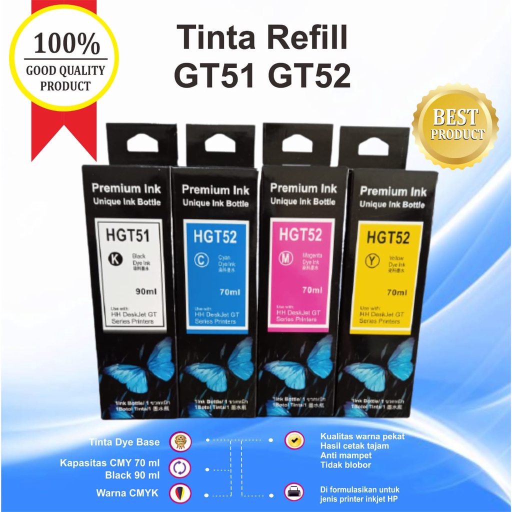 Tinta Refill HP GT51 GT52 GT 51 GT 52 Printer Ink Tank 115 310 315 319