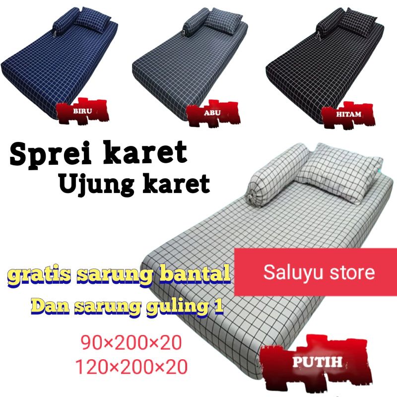 sprei sudut karet geratis sarung bantal guling bahan katun
