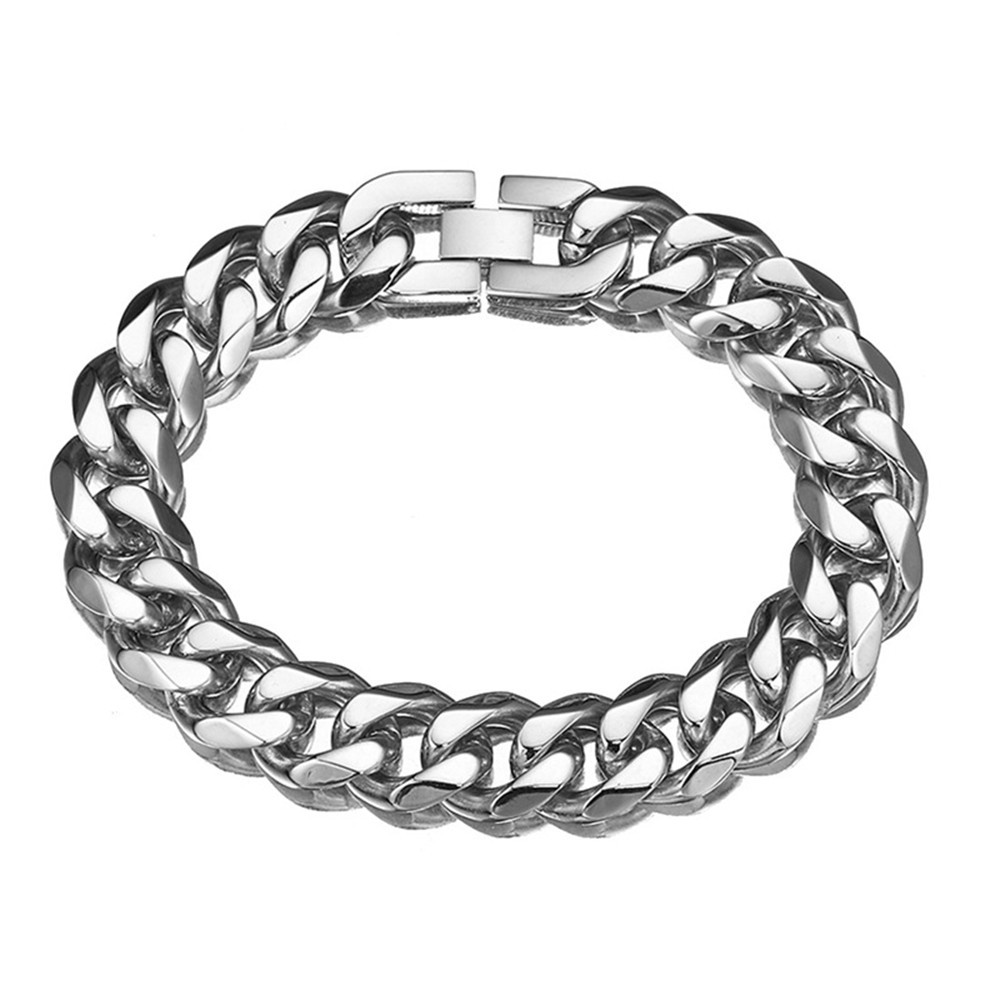 【COD Tangding】Fashion Jewelry Men and Women Titanium Steel Stainless Steel Six Side Grinding Jewelry Buckle Bracelet