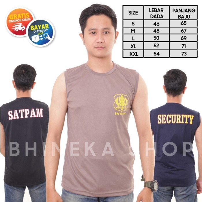 TERMURAH- Security Kaos Satpam Lekbong Kaos Singlet Security Dalaman Lekmong - POLOS COKLAT, M