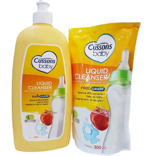 Cussons Baby Liquid Cleanser Cairan Pembersih Botol Bayi 450ml FREE Refill 300ml