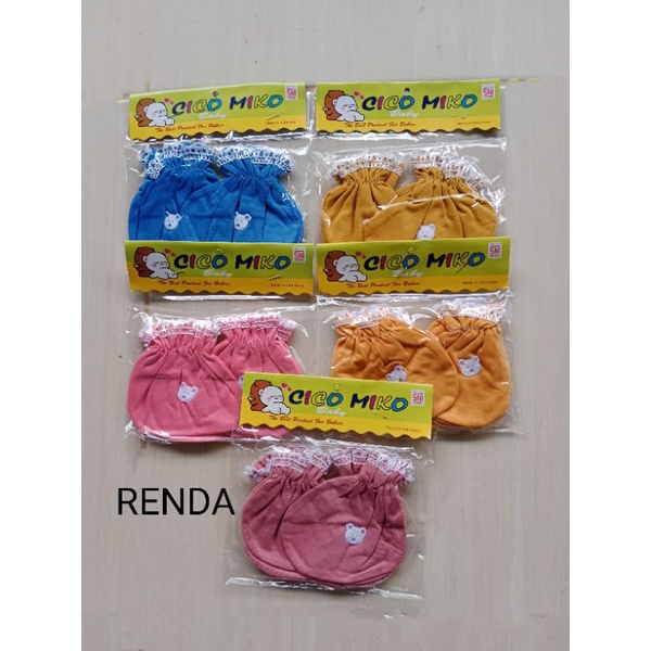 3 pcs sarung tangan bayi Cico miko/sarung tangan bayi polos warna