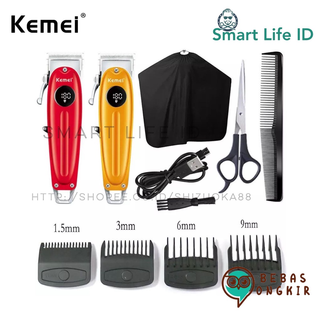 Alat Cukur Rambut Original Kemei KM-1955  Hair Clipper Professional Elektrik Rechargeable All Metal Digital Display Cukuran KM 1955