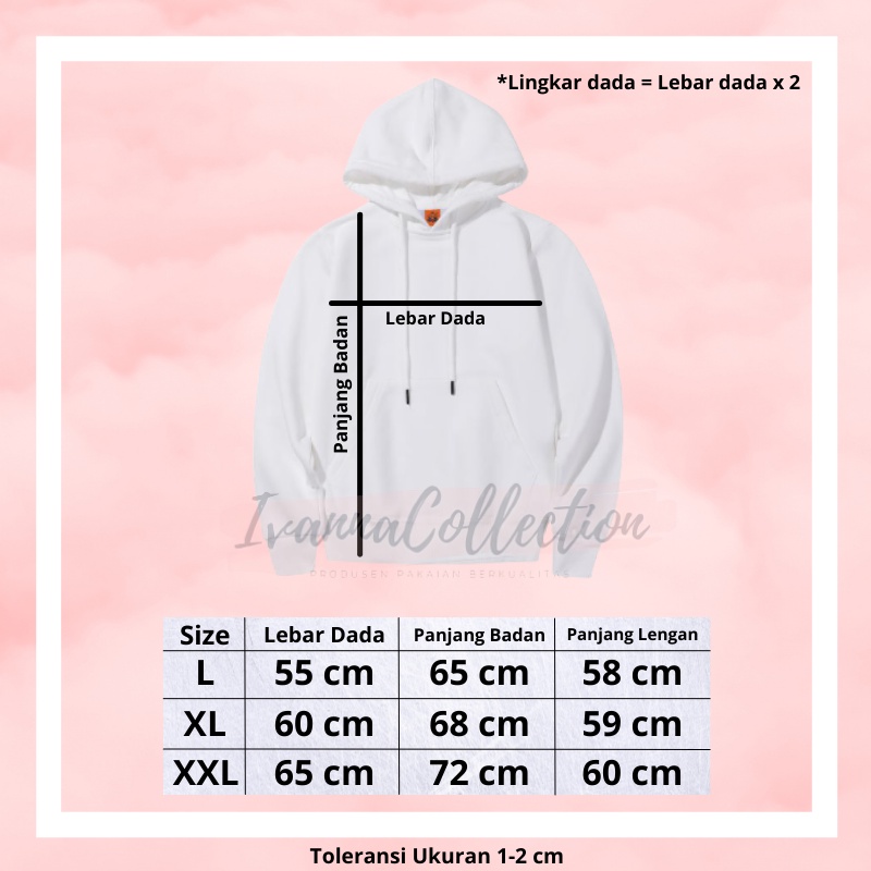 IvannaCollection Sweater Hoodie Oversize Polos Jaket Hodie Polos Bahan Fleece Size L XL XXL