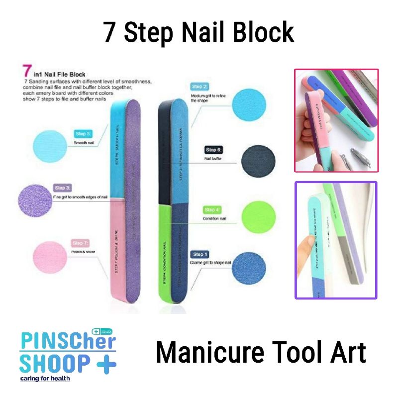 Manicure Tool Art Nail Buffer 7 Step Mempercantik Kuku