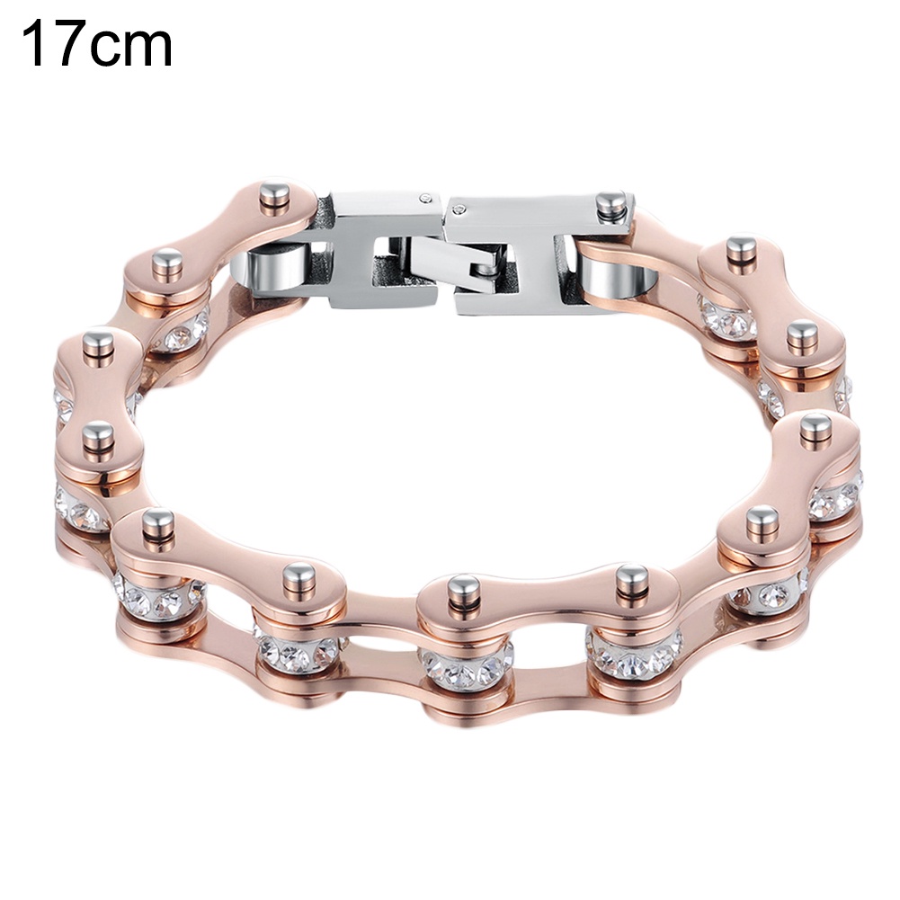 Hu Hu Hu Hu Hu Alat Bantu Pasang Kacamata♡ Gelang Rantai Sepeda Bahan Titanium Steel Aksen Berlian Imitasi Untuk Wanita