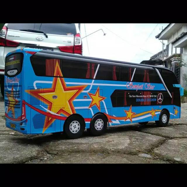 Miniatur Bus bis / mainan bus bis Sempati Star Double Decker Mercedez Bens