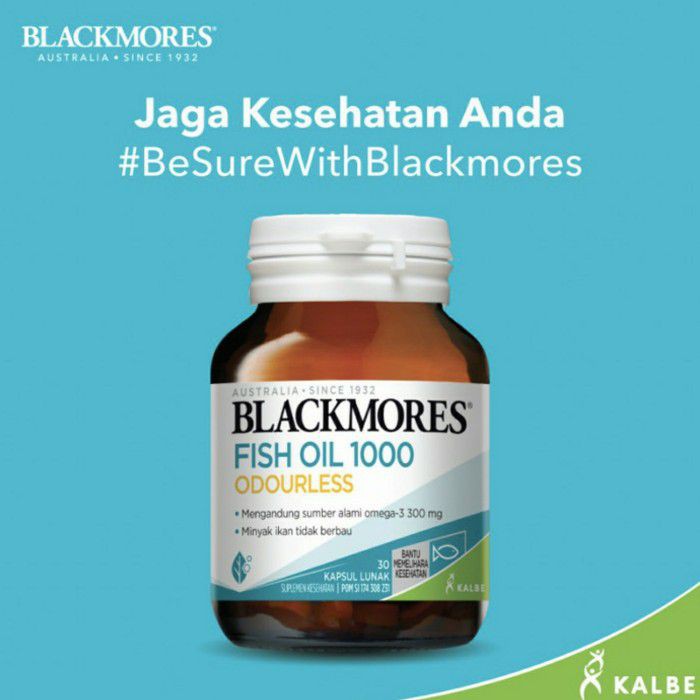 BLACKMORES ODOURLESS FISH OIL 1000mg BPOM KALBE - 30 kapsul