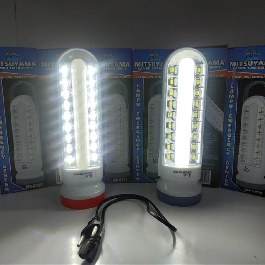 Mitsuyama MS-6032 Lampu Emergency Tahan 24 Jam Dirsertai Senter LED 5 Watt Original