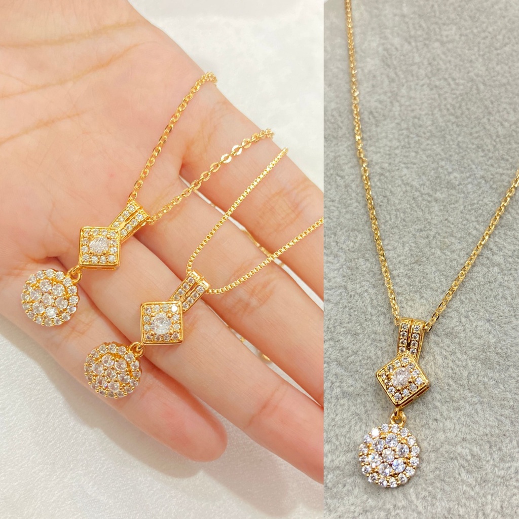 Kalung Liontin Permata Zircon Lapis Emas Xuping Aksesoris Perhiasan