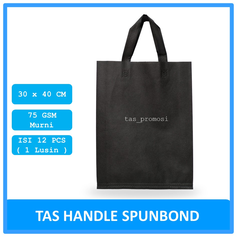 goodie bag spunbond handle 30x40 hitam satuan   tas spunbond polos