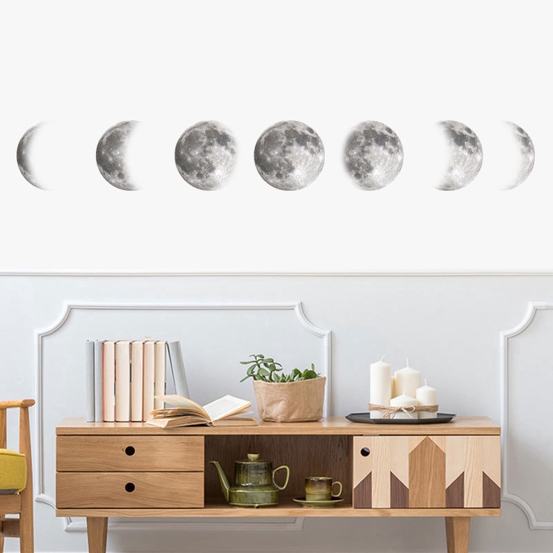 Moon Phase Chart Wall Stickers Modern Art Vinyl Decal Wall Mural