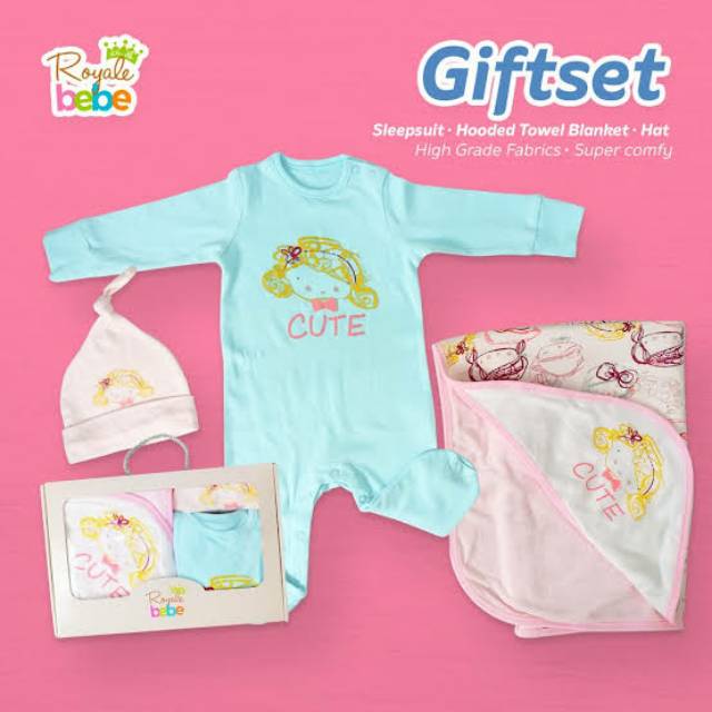 PAKET KADO, PAKET SET ,JUMPSUIT , BAJU KODOK SET ROYALE BEBE GIFT SET