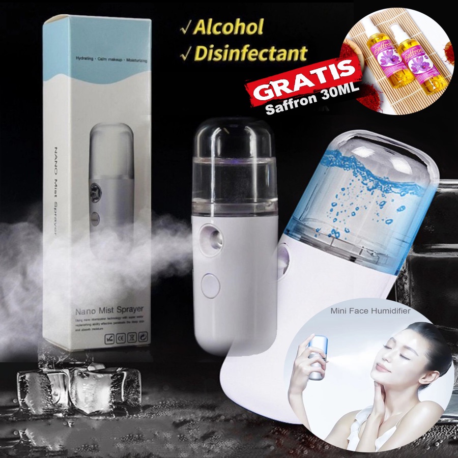 PROMO!! Nano Sprayer Spray Pelembab kulit Wajah Facial Steamer - Portable Nano Mist Spray Water Facial Cooling Semprotan Air Wajah USB - Nano Spray Perawatan Wajah Mini Portable USB Mist Sprayer Pelembab - Pembersih Wajah Silikon Sikat Wajah Facial