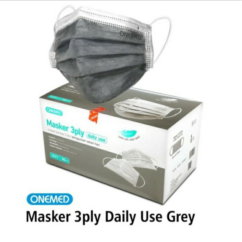 Masker onemed abu earloop 3 ply