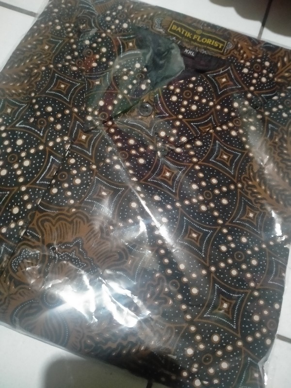 Pari Coklat Panjang Kemeja Batik Pria Full Furing Katun Sragenan