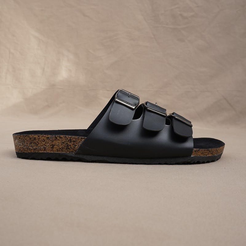 BIG PROMO Sandal Pria Slop Sandal Briken Sandal Puyuh Walkers Sendal Slide Polos Cowok Gesper3 Hitam