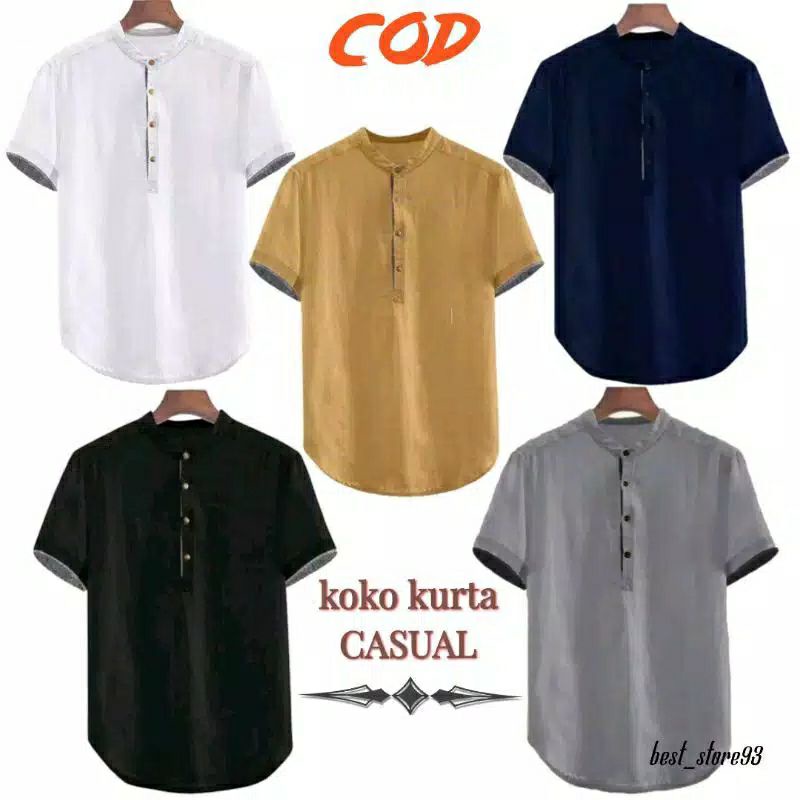 Kurta Hanafi Casual Lengan Pendek Pakistan Baju Koko Lengan Pendek Trendy-Random