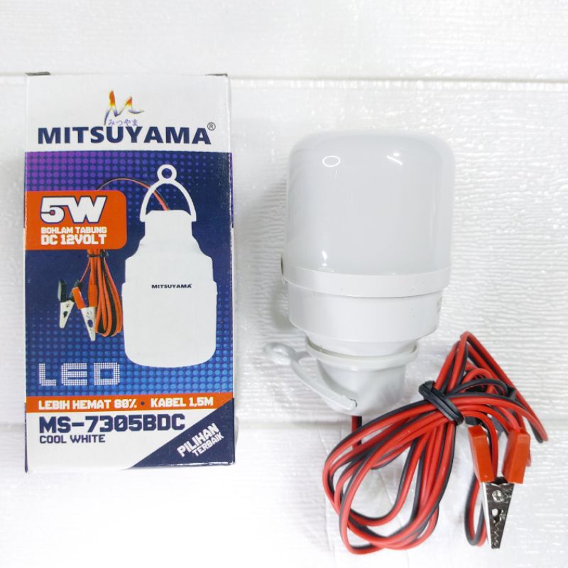 BOHLAM AKI BESAR Emergency 20 Watt LED Mitsuyama MS-7320 BDC Bohlam AKI LED DC 12 Volt Kabel Panjang 1.5