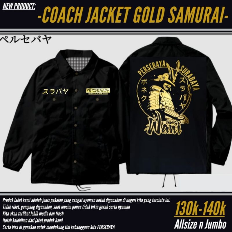 (BISA COD) JAKET COACH GOLD SAMURAI PERSEBAYA PREMIUM