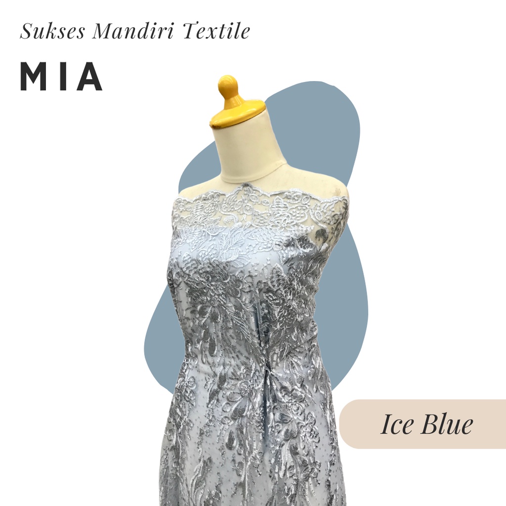 [MIA] Brokat Brukat Tile Premium Mewah Warna Ice Blue Biru Muda Frozen | Harga ½ meter = 50 cm (Baha