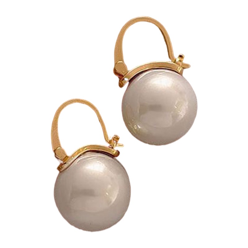 Anting Bulat Huggie Mutiara Zircon Kecil Klasik Elegan Lucu Gaya Korea Untuk Wanita