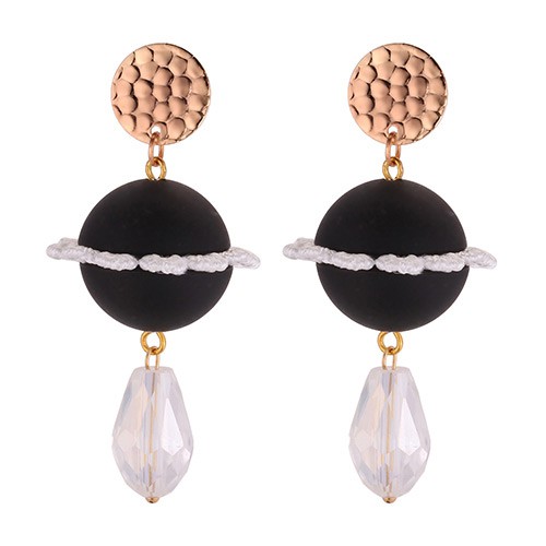 LRC Anting Tusuk Fashion Round Shape Decorated Earrings