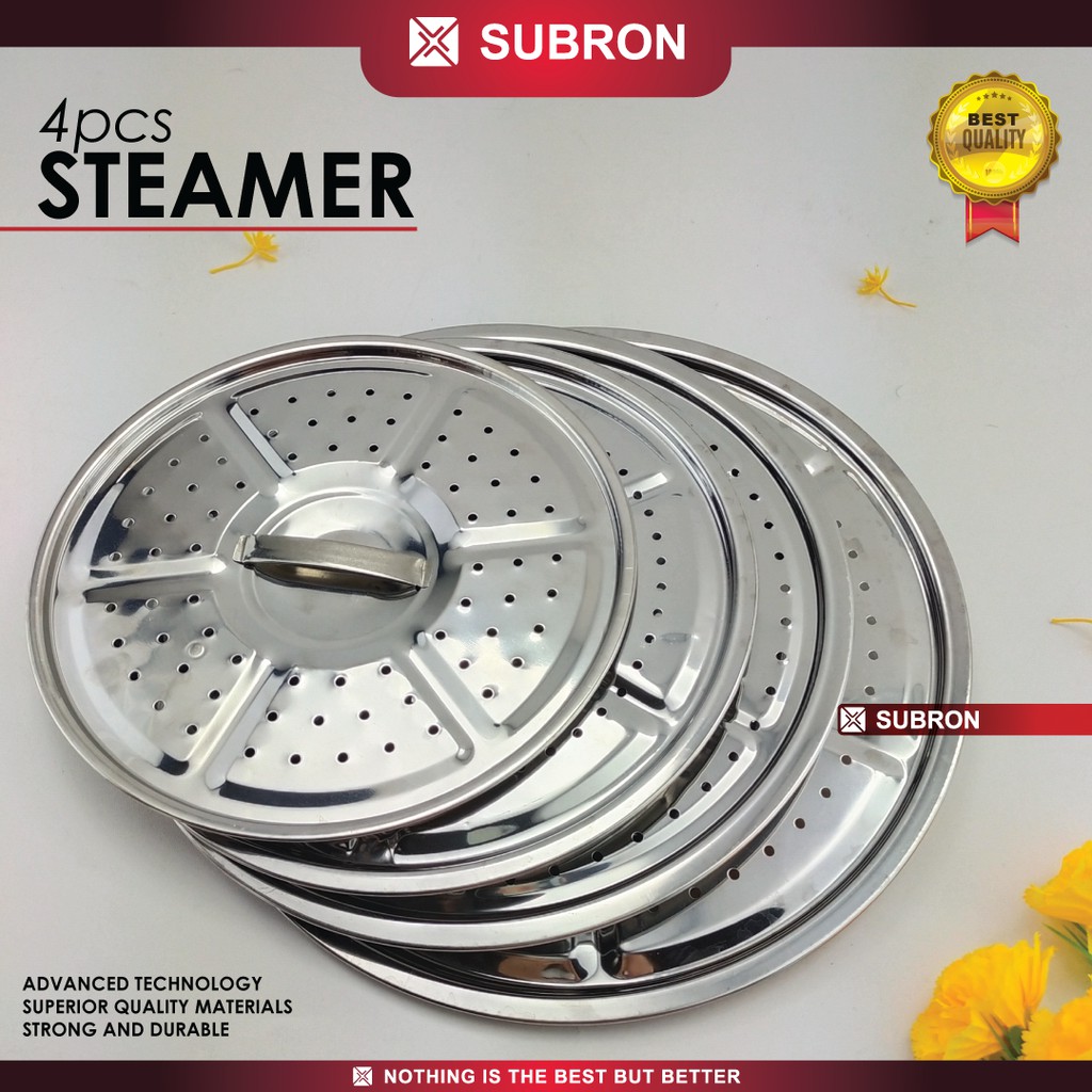 SUBRON SET Panci Kukus Steamer Tinggi Pot Set 4in1 4 pcs Stainless Steel Tebal Stok Pot Big Size