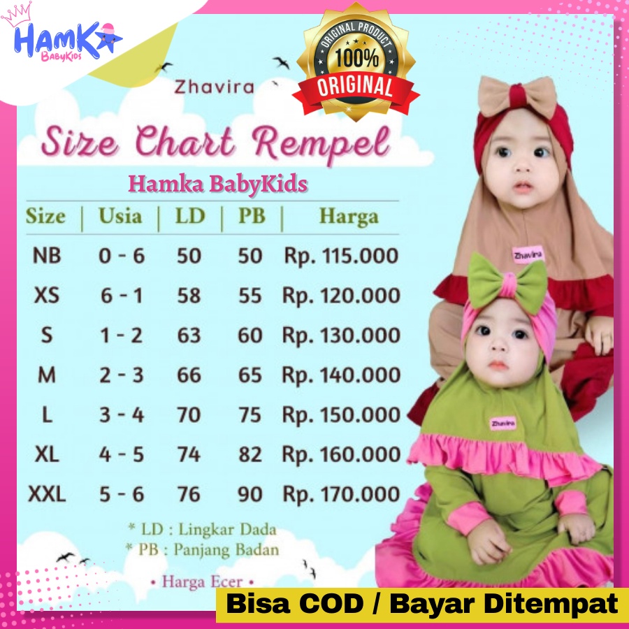 Baju Gamis Anak Perempuan 0 - 6 Tahun Zhavira Rempel Muslim Bayi Perempuan 1 2 Tahun 2 3 Tahun 4 5 Tahun Tanggung Set Jilbab Kerudung Free Turban