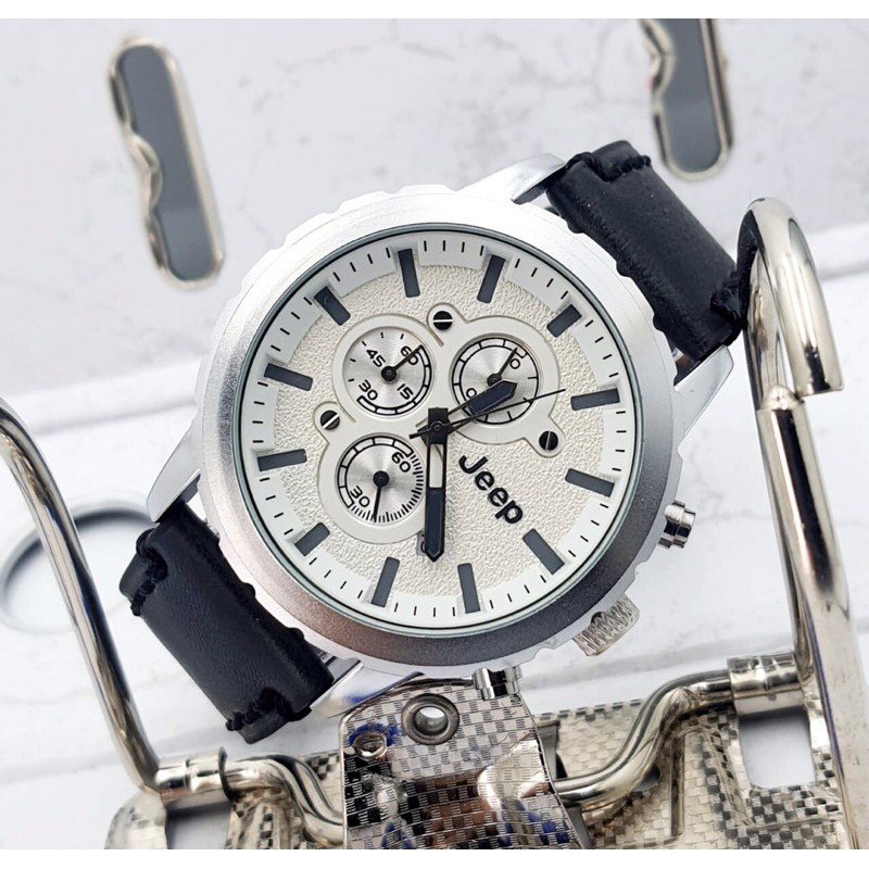 Jam Tangan Jeep 9018 Pria Chrono Aktif Body Silver