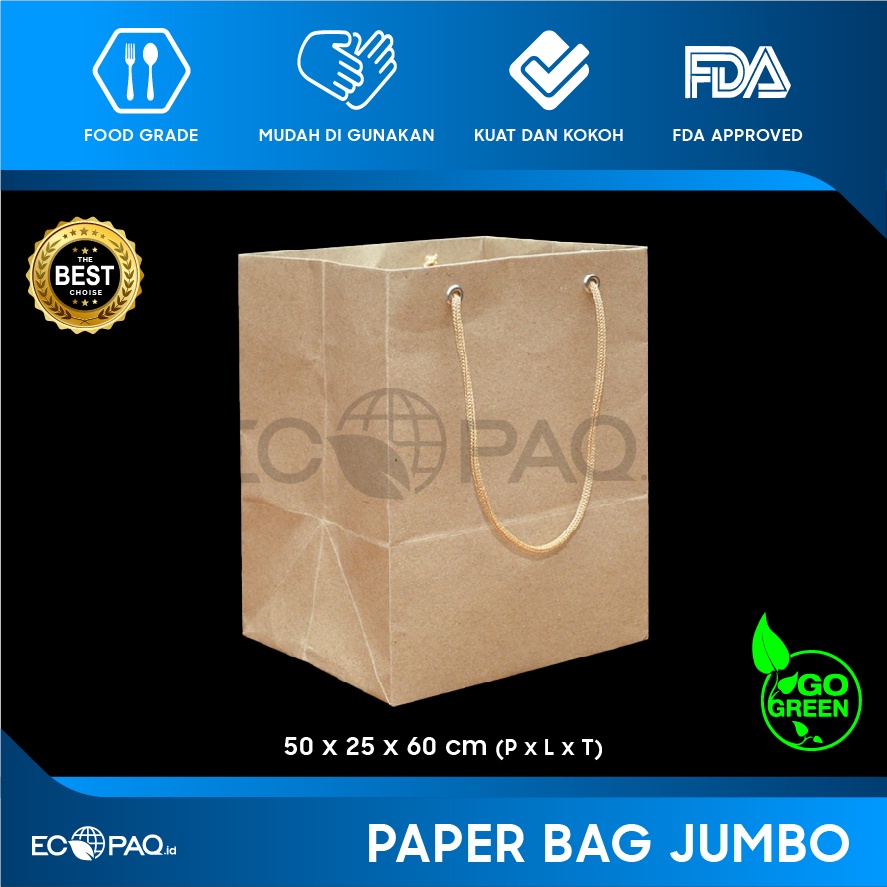 Paper Bag Polos - Paper Bag JUMBO - Paper Bag Besar - 50x25x60 cm ( 3pcs)