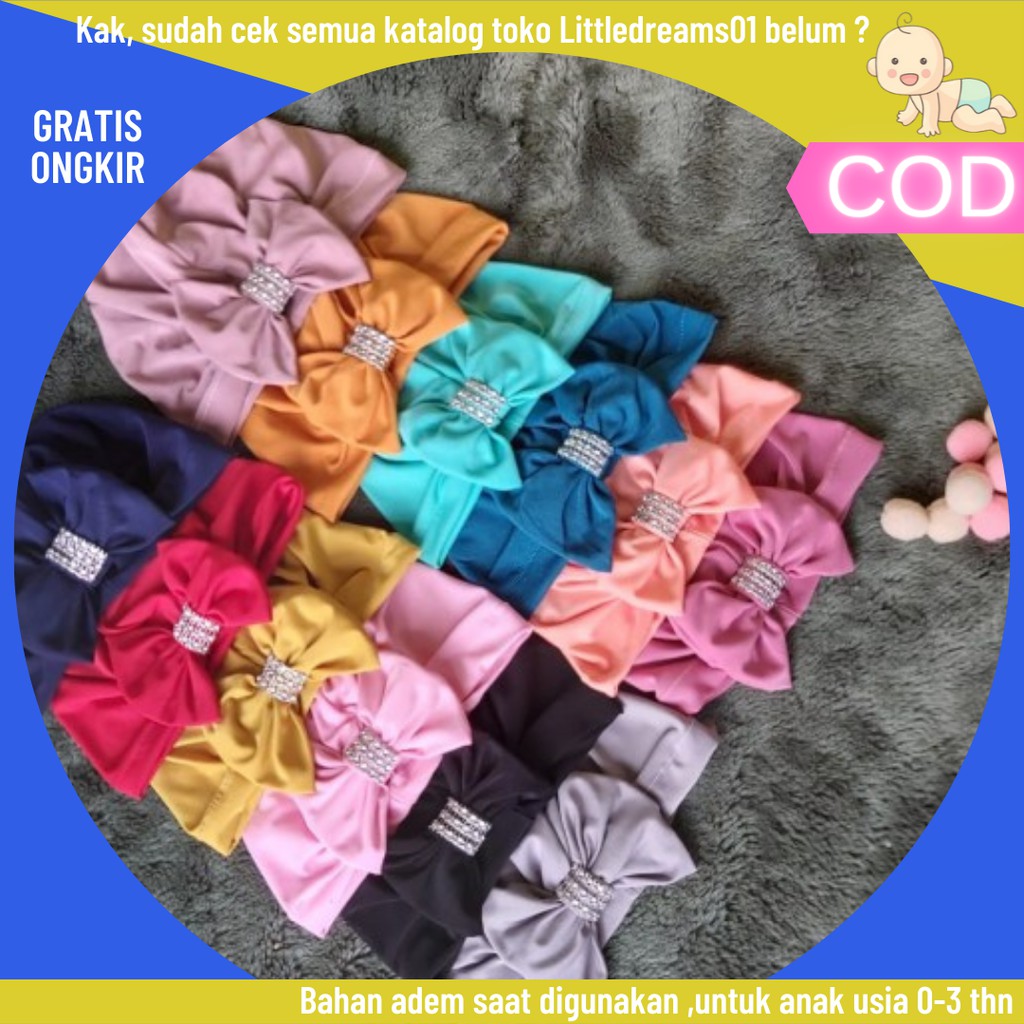 Turban Bayi Perempuan Diamond Turban Aksesoris Anak Perempuan Lucu Polos Murah Instan 0 1 2 3 Tahun