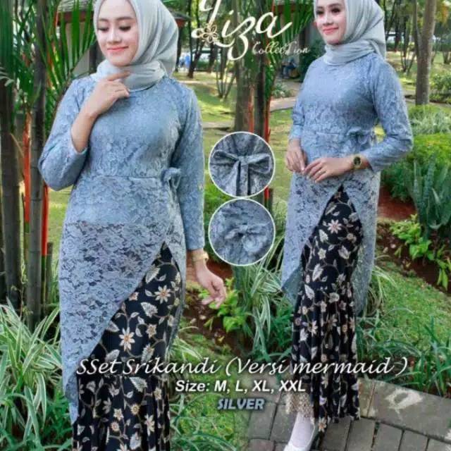 TERLARIS - SET KEBAYA SRIKANDI BRUKAT MODERN / KEBAYA TUNIK KURUNG KEKINIAN / KEBAYA NIKAH KONDANGAN / SALEM MOCCA NAVY SILVER-1