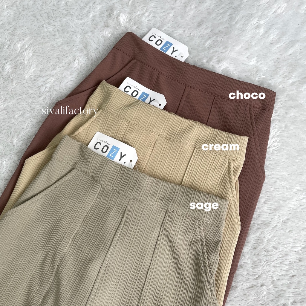 SIVALI Aiko Pants - Celana Kulot Knit Highwaist - Cullote Pants - Celana Wanita 3479