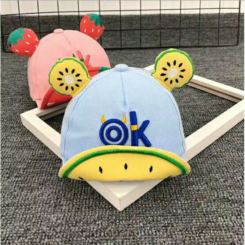 Topi Baseball Anak Laki-laki Hip Hop Motif buah Gaya Korea Musim Panas Baby Baseball Cap Hat