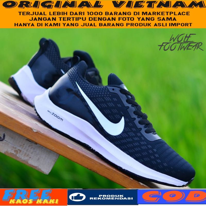 100% PREMIUM Sepatu Nike Zoom Running Pegasus Turbo 35 React Sport Men Hitam Putih Hijau High BW