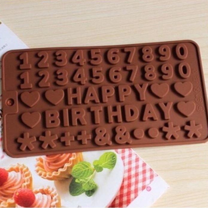 Cetakan Silikon Puding Coklat Es Silicone Happy Birthday Angka Letter