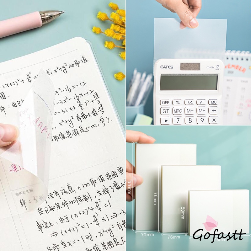 

[COD]50pcs Sticky Notes Transparan Tahan Air Untuk Kantor / Sekolah/ Plastik Dapat Ditulis Permukaan Halus G