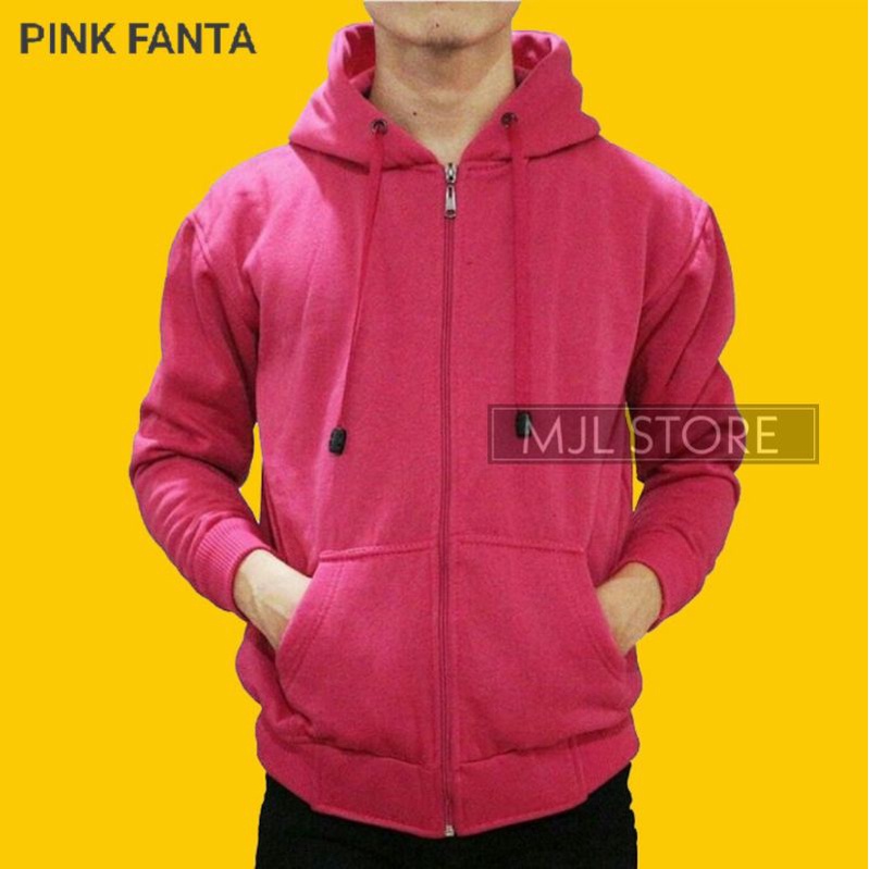 (promo) Jaket zipper polos L,XL,XXL pink pria wania mjl store