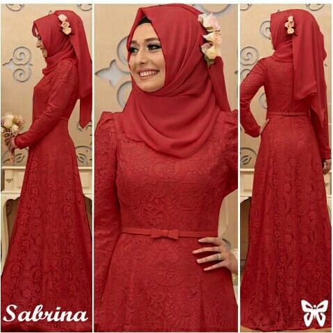 HOPYLOVY Gamis Brukat Terbaru Sabrina Maxi Brukat + GRATIS Belt Pita