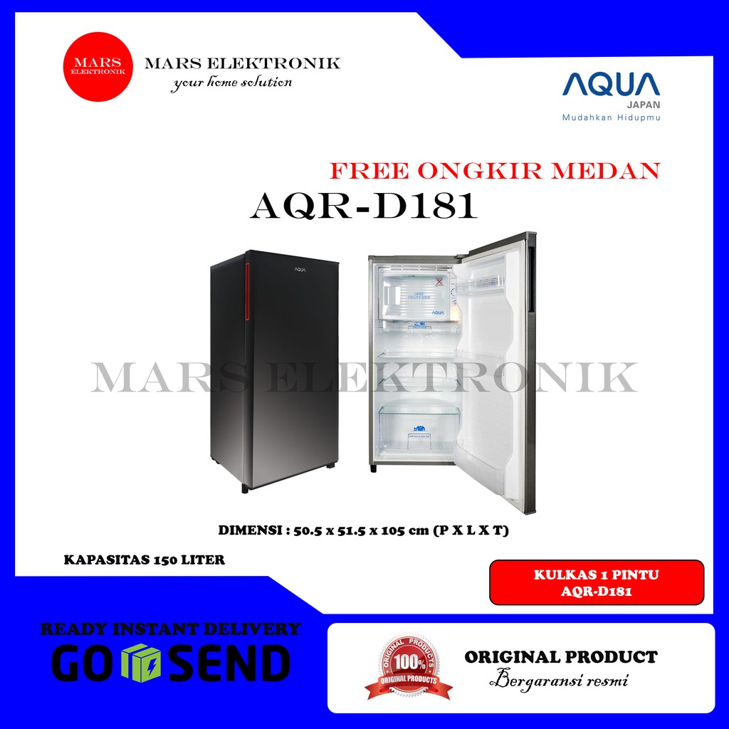 KULKAS AQUA 1 PINTU AQRD181 / AQR D181 / AQRD181