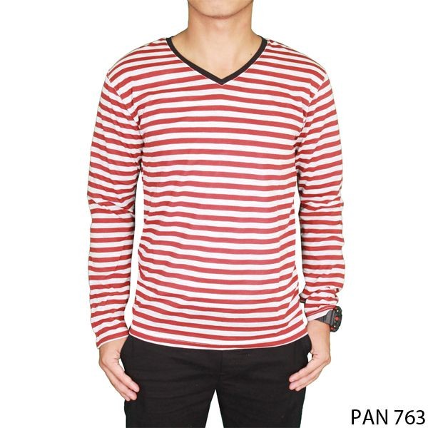 Long Sleeve Tshirt For Male Salur Merah – Putih – PAN 763