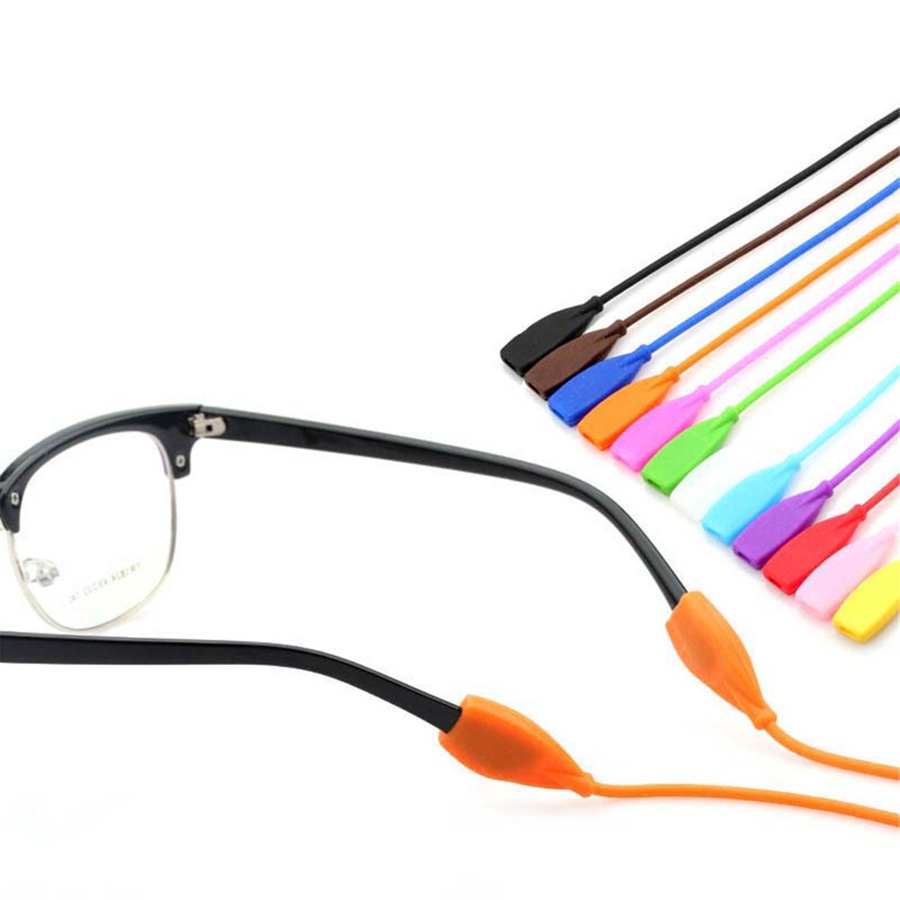 ROW 2pcs Adjustable Silicone Eyeglasses Straps Lanyards Anti Slip Sunglasses String Ropes 12 Colous Sports Cord Holder Band High Elastic Glasses Chain/Multicolor