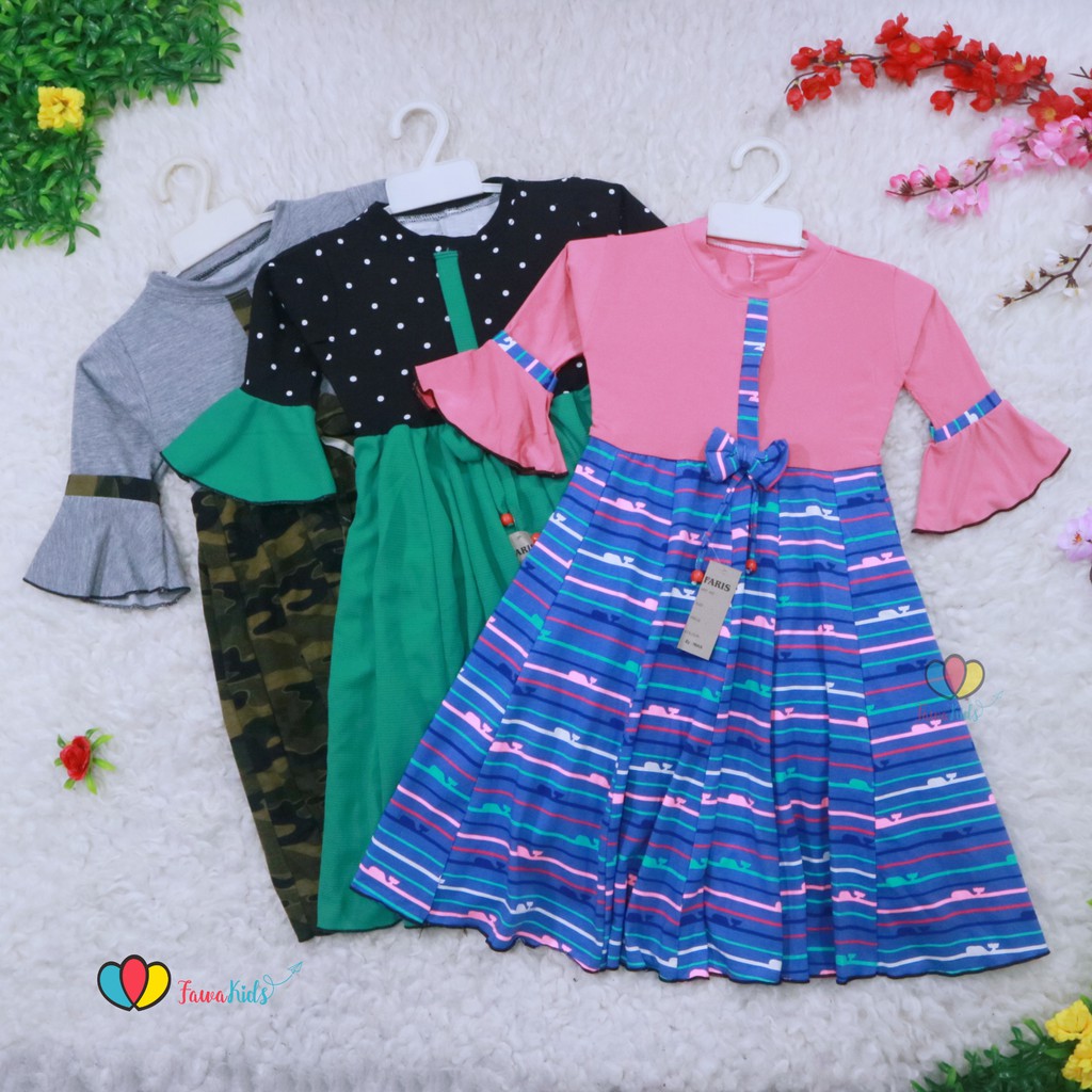 Gamis Farissa 3-4 Tahun / Baju Anak Muslim Long Dress Panjang Ngaji Murah Anak Perempuan Syar’i