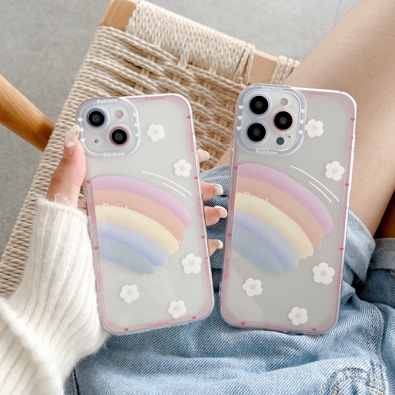 Soft Case TPU Transparan Motif Mata Malaikat Pelangi Untuk iPhone 14 13 12 11 Pro X XS MAX XR SE2020 7 8 Plus